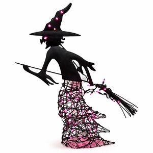 Vintage Lighted Witch Halloween Decoration Black Purple